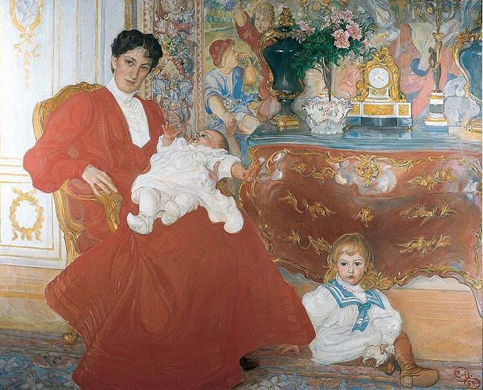 Carl Larsson Mrs Dora Lamm and Her Two Eldest Sons oil painting image